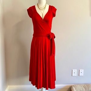 DVF lacquer red wrap dress, NWT, size 2